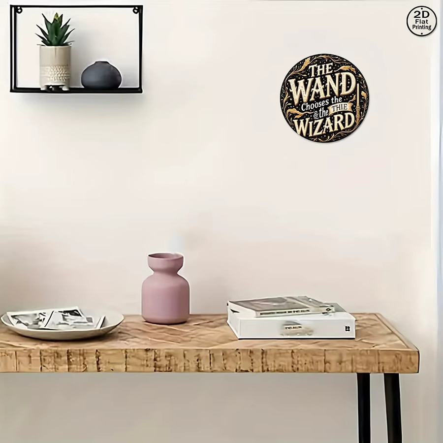 Potdemiel Retro Aluminiumschild Der Zauberstab wählt den Zauberer Rund mit floralem Sternendesign Durchmesser: 20,32 cm - Bild 6
