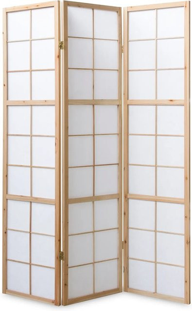 Homestyle4u 3-tlg. Shoji Paravent aus Holz und Reispapier in Braun, B: 132 cm, H: 175 cm - Bild 1