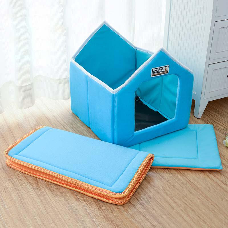 Faltbares Haustierhaus mit Matte im Leopardenmuster für Hunde und Katzen, B/T/H: 61 x 47 x 45 cm - Bild 1