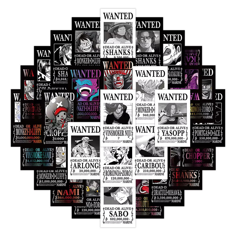 Bandai ONE PIECE Wanted-Poster Aufkleber, Piraten, Bunt / Mehrfarbig, 10/30/56 Stück Set - Bild 3