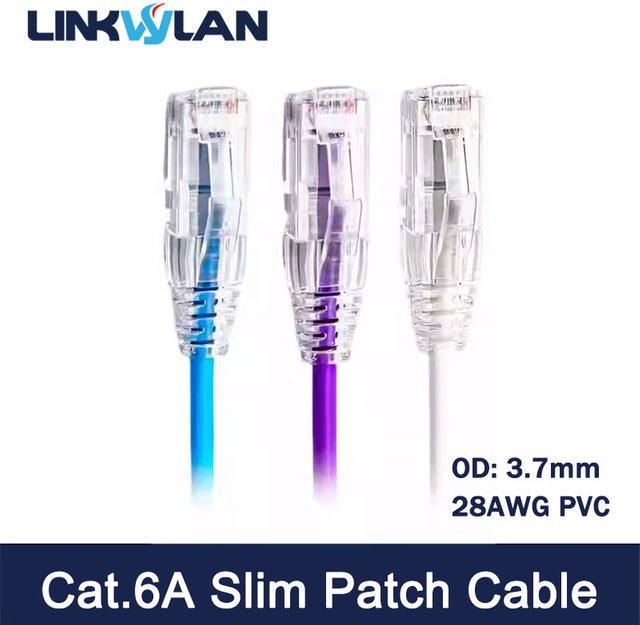 Linkwylan Cat6A UTP Slim Ethernet Patchkabel RJ45 Netzwerkkabel 28AWG in Lila - Bild 1