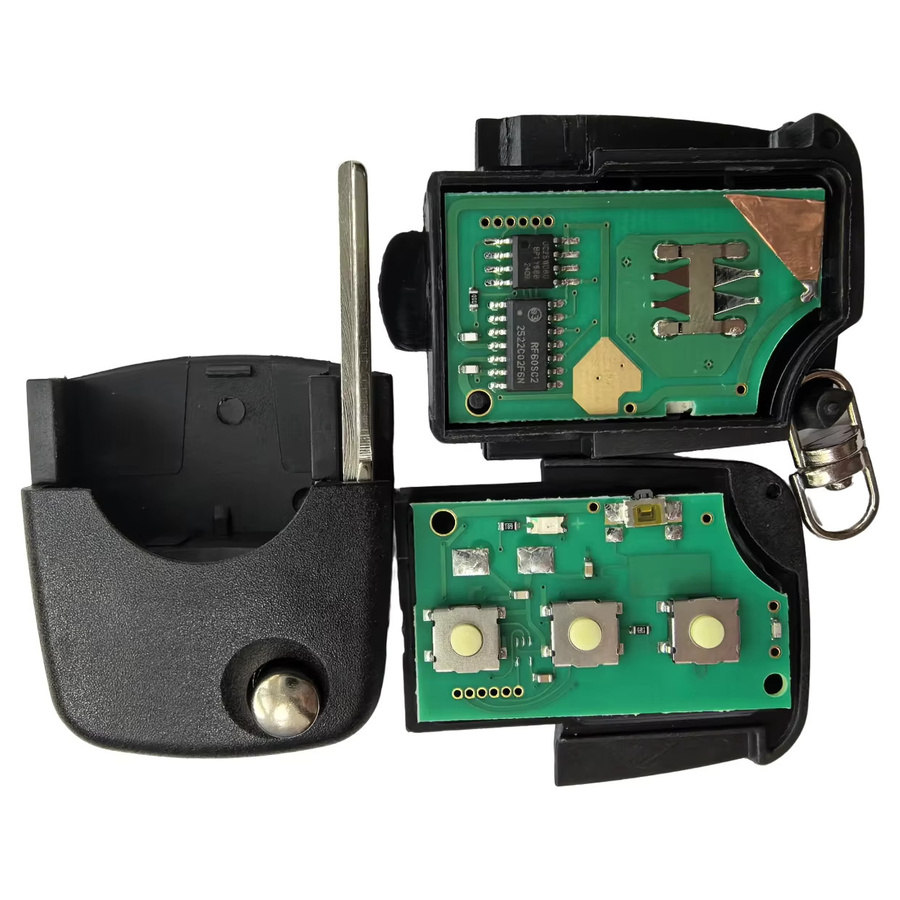 2 Stück QCONTROL Fernbedienungsschlüssel mit Glaschip und PCB-Platine für Audi A3 A4 A6 A8 TT RS4 Quattro alte Modelle, 433MHz, Schwarz - Bild 3