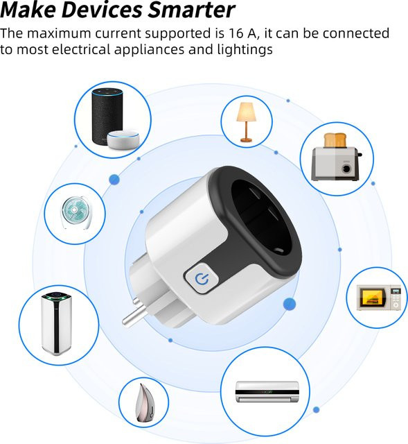 Tuya Szaoju Smart WiFi und Bluetooth Steckdose 20A mit Stromverbrauchsmessung und Timer in Schwarz oder Weiß kompatibel mit Google Home Alexa und SmartThings - Bild 1