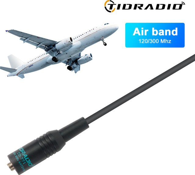 TIDRADIO TD-AM Aviation Band Antenne 120/300 MHz mit SMA-Buchse in Schwarz für TD-H3 Walkie Talkies - Bild 1