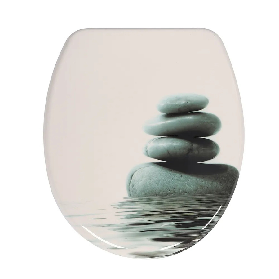 Sinobath WC-Sitz aus Duroplast mit Soft-Close Absenk-Automatik in Zen-Stein Optik, oval, Mehrfarbig - Bild 1