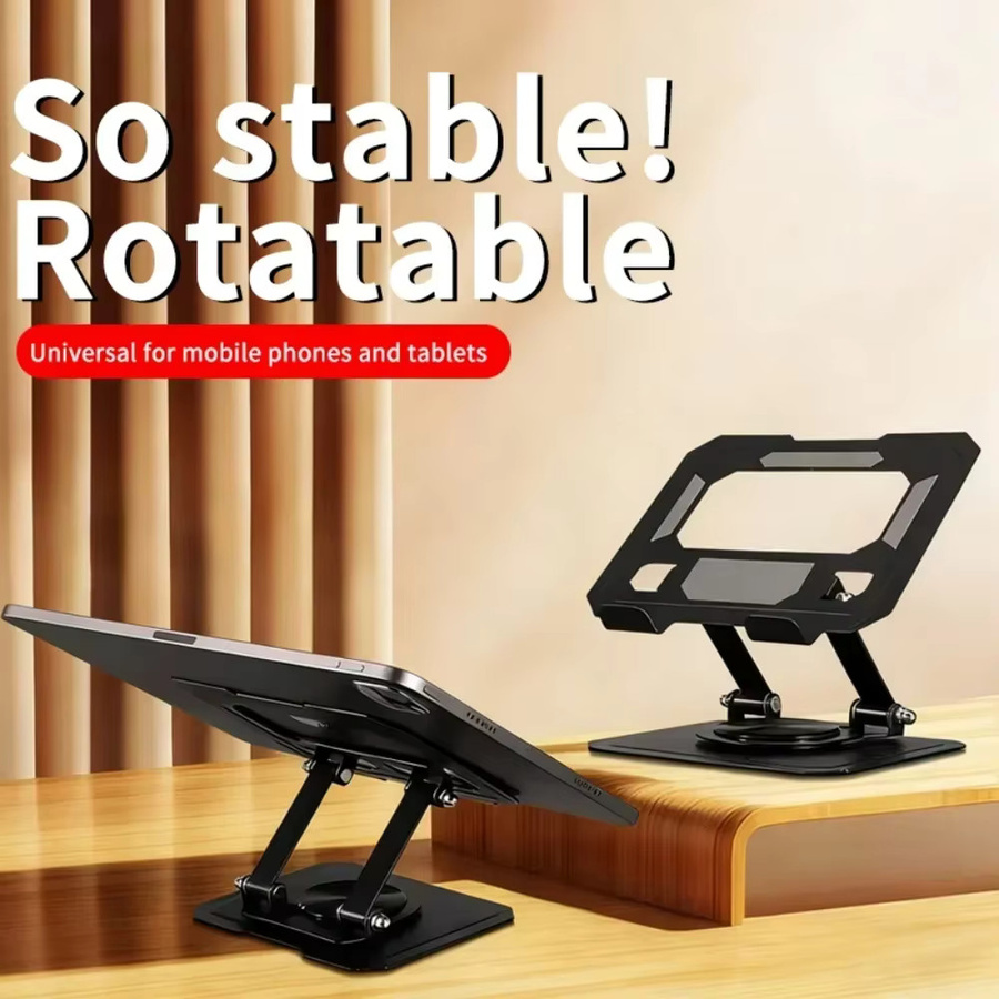 Universal Tablet-Ständer 360 Grad drehbar und verstellbar, Desktop-Halter für iPhone, Samsung, Xiaomi und Huawei, Schwarz - Bild 2