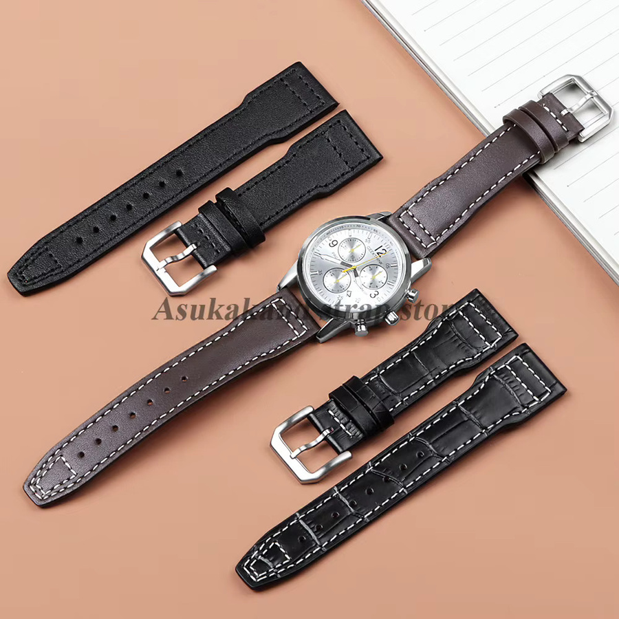 Uhrenarmband Leder, Schwarz, Unisex, 20mm 21mm 22mm - Bild 2