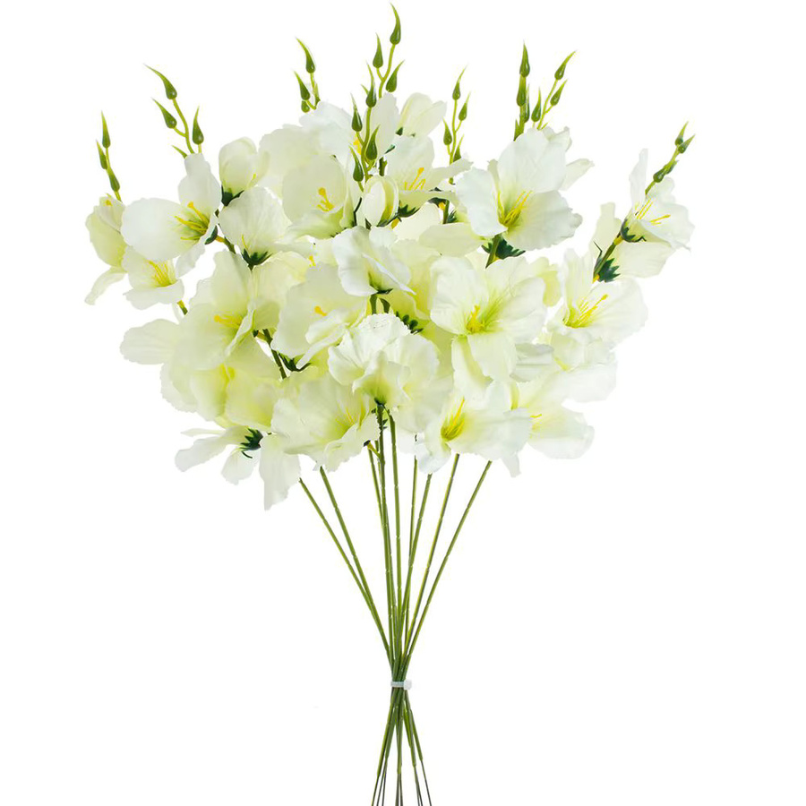 Künstliche Orchideen Blumen in Orange und Weiß für Hochzeiten, Wanddekoration und DIY-Geschenke, 5 bis 10 Stück - Bild 1