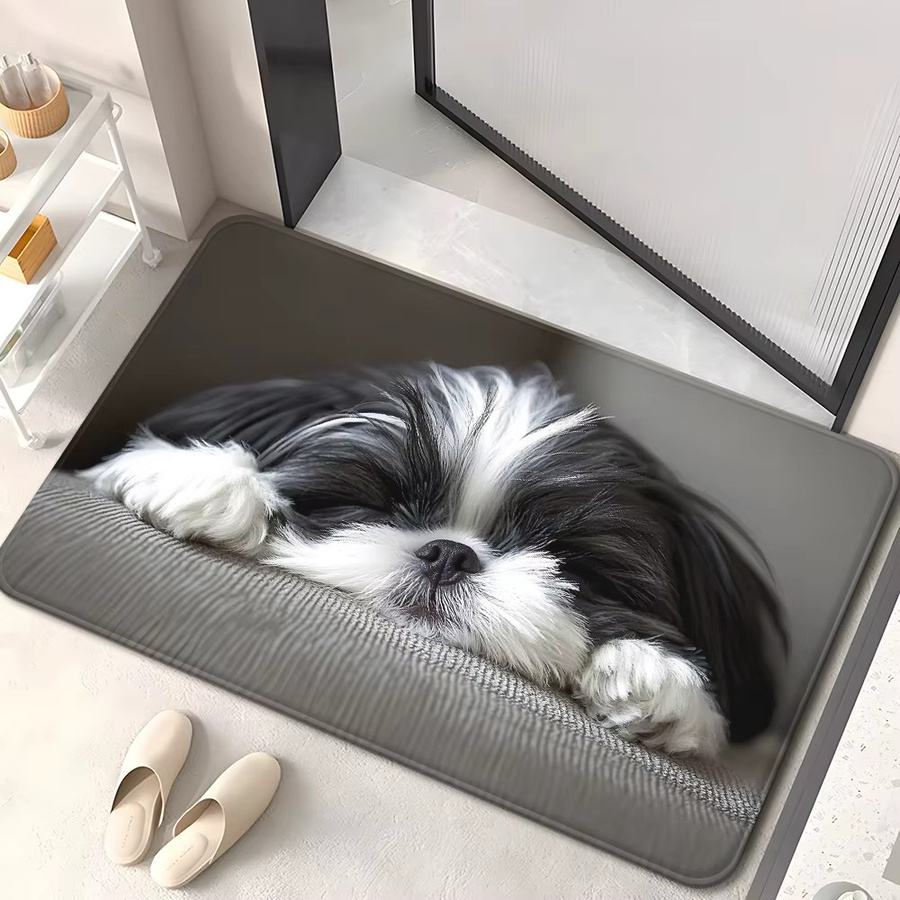 VIKAMA Fußmatte mit Shih Tzu Design, waschbarer Haustierteppich für Wohnzimmer, Schlafzimmer und Eingangsbereich - Bild 4