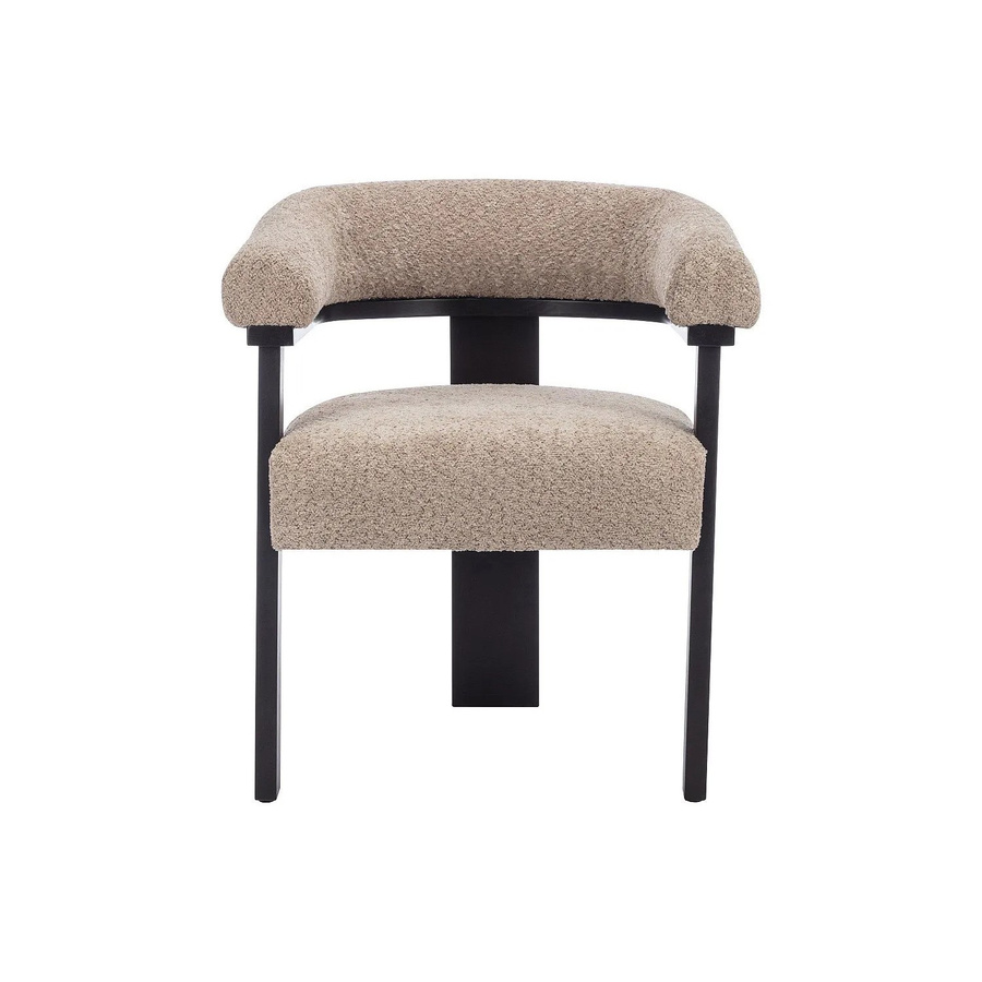Vente-unique Stuhl Livelia mit Armlehnen aus Bouclé-Stoff und Kautschukholz in Schwarz und Taupe, Höhe: 64 cm - Bild 2