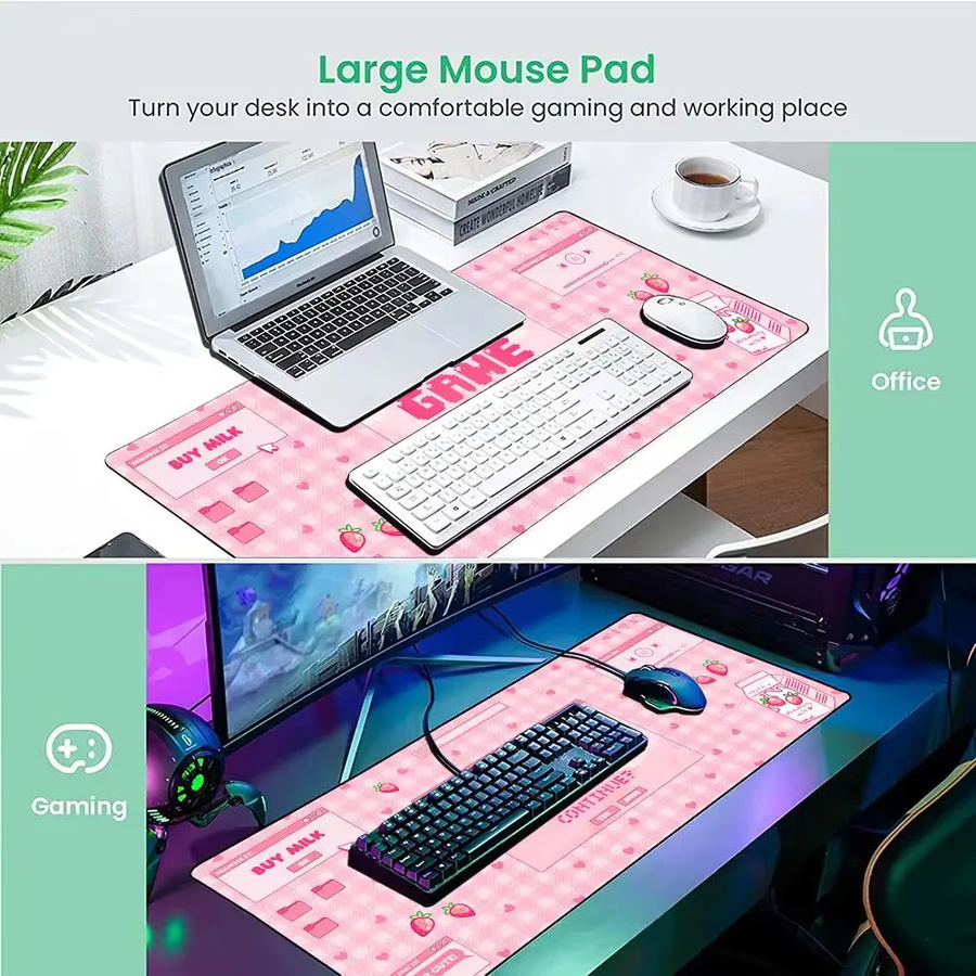 Mairuige Kawaii Mauspad für E-Sport und Gaming in Pink und Schwarz - Bild 4