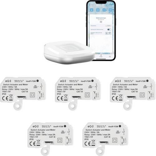 Homematic IP Access Point HmIP-HAP2 mit 5x Schaltaktor HmIP-FSM in Weiß mit Ethernet/LAN - Bild 1