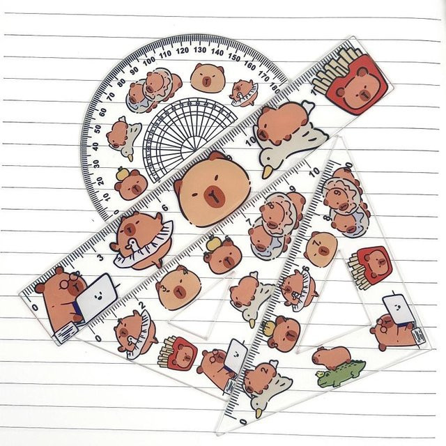 Herrscher 4er Set Kreative Acryl Capybara Zeichenwerkzeuge und Lineale in Multicolour - Bild 1
