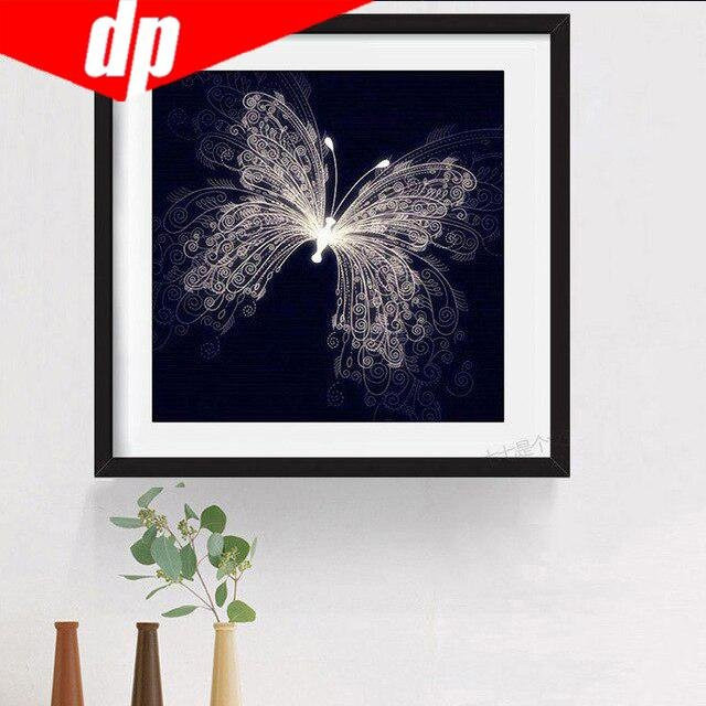 FIYO Diamond Painting Set Weißer Schmetterling als DIY Diamant-Mosaik-Gemälde in Schwarz, B/H: 30 x 30 cm - Bild 1