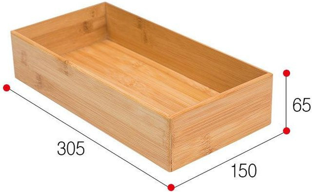 Japanische Schubladenteiler aus Bambus in 6 Größen, stapelbare Aufbewahrungsboxen für Küche, Büro und Badezimmer, Farbe: Braun - Bild 1