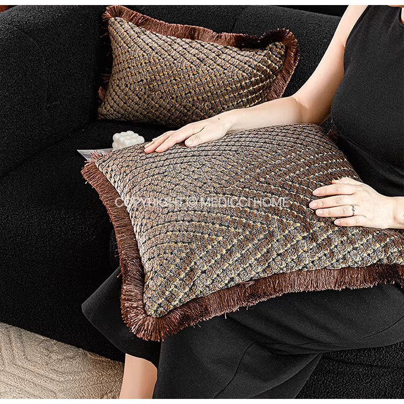 Medicci Home Vintage-Kissenbezug im italienischen Stil mit geometrischem Muster in Braun und Gold - Bild 3