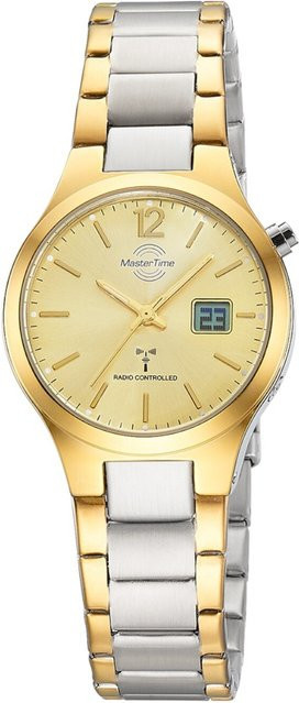 Master Time Damenuhr, Funkuhr, Quarz, Edelstahl, Gold, 33 mm - Bild 1