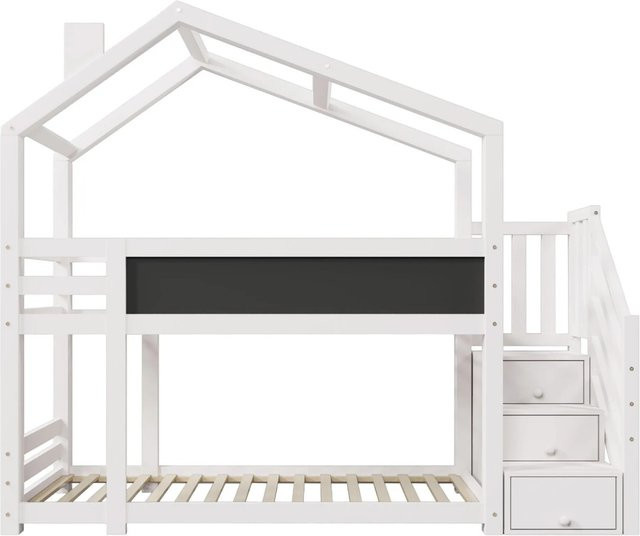 okwish Etagenbett für Kinder in Weiß mit Stauraum und Rausfallschutz, B/T/H: 90 x 200 x 245 cm - Bild 1
