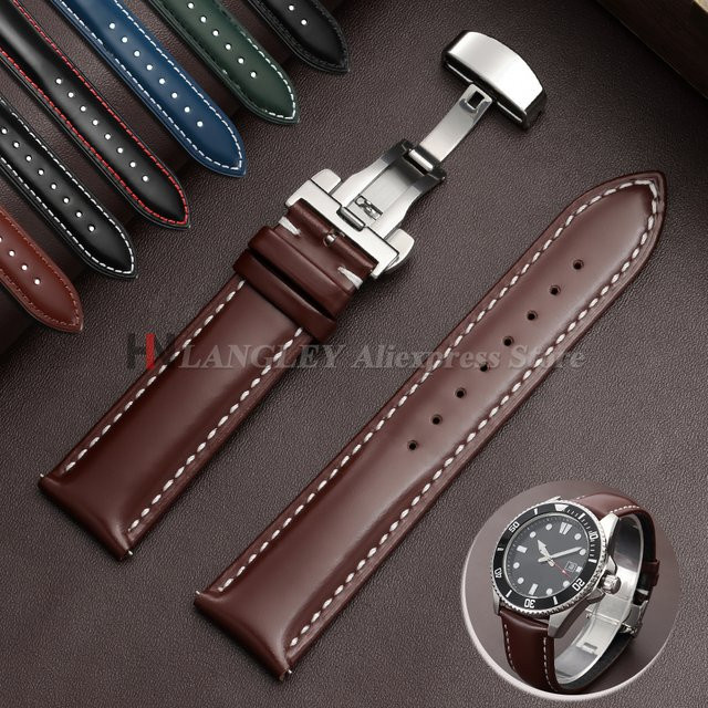 Uhrenarmband Echtleder, Langley, Silber, Schnellverschluss - Bild 1