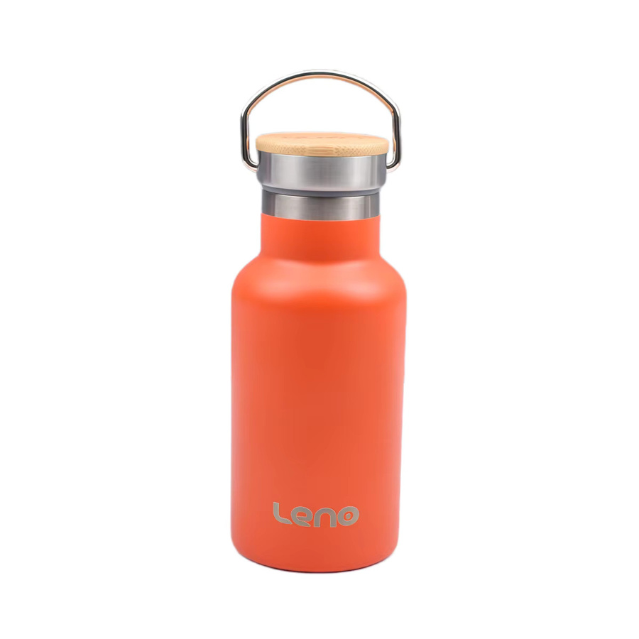 Leno Sport Wasserflasche aus Edelstahl, vakuumisoliert, 350 ml, Schwarz/Orange - Bild 2