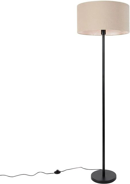 QAZQA Stehlampe Simplo Schwarz mit Stoffschirm Hellbraun, dimmbar, Höhe: 170 cm, Durchmesser: 50 cm - Bild 1