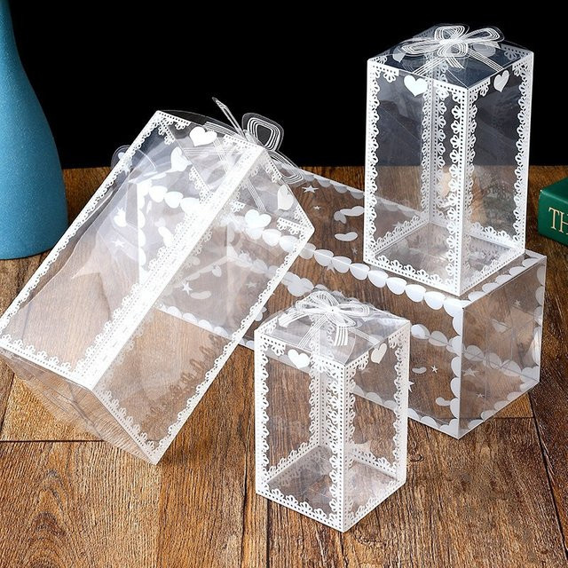 10 Stück transparente PVC-Geschenkboxen mit Druck für Süßigkeiten und Souvenirs bei Hochzeiten oder Geburtstagen - Bild 1