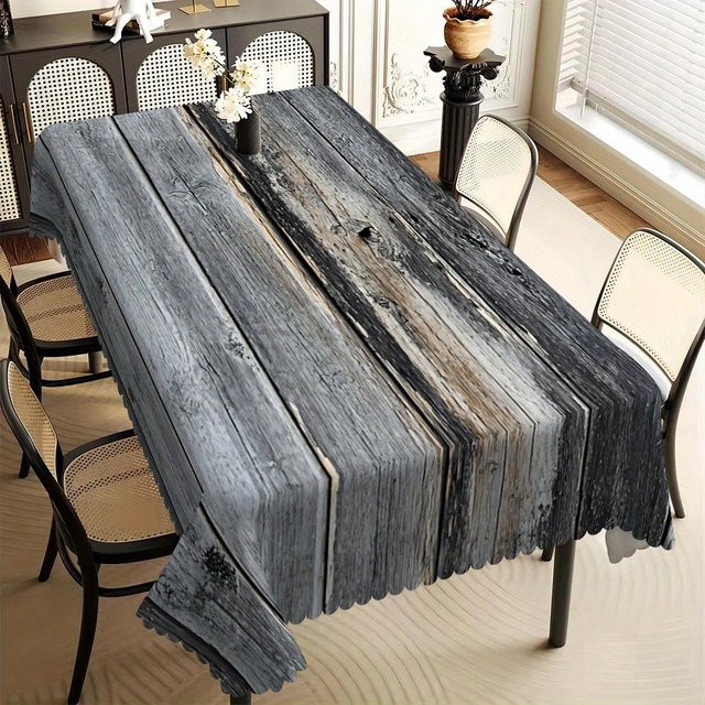 JMG Household Supplies Tischdecke mit Holzmaserungsdesign in Grau, rechteckig, schmutzabweisend und waschbar, B/L: 140 x 180 cm - Bild 1