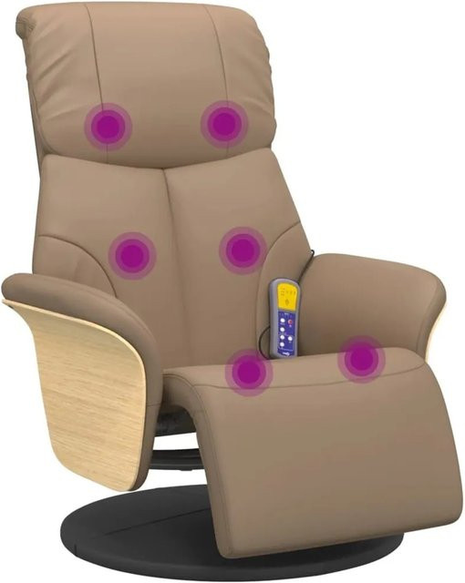 vidaXL Massagesessel mit Fußteil in Cappuccino-Braun aus Kunstleder mit 360-Grad-Drehfunktion und elektrischer Verstellung - Bild 1