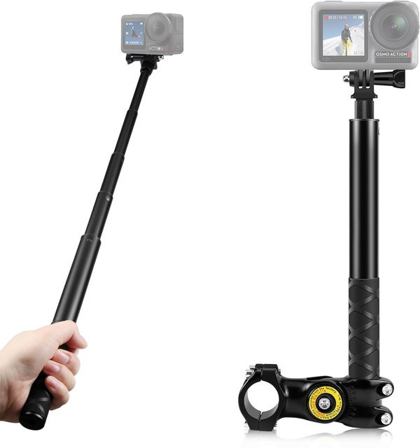 DIXSG Selfie Stick Halterung für Motorrad und Fahrrad in Schwarz für GoPro, DJI und Insta360 Kameras - Bild 1