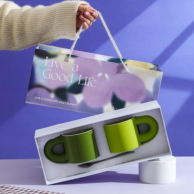 Yiran bag Keramik-Becher Set mit Tassen in Lila, Braun und Grün, 301-400 ml - Bild 1