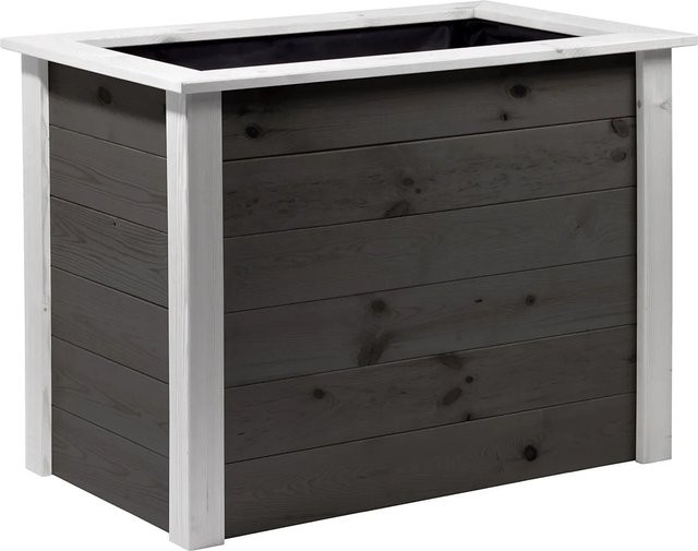 Dobar Tischbeet Two-Tone aus Kiefernholz mit Pflanzfolie Anthrazit/Weiß B: 80 cm, T: 108 cm, H: 65 cm - Bild 1