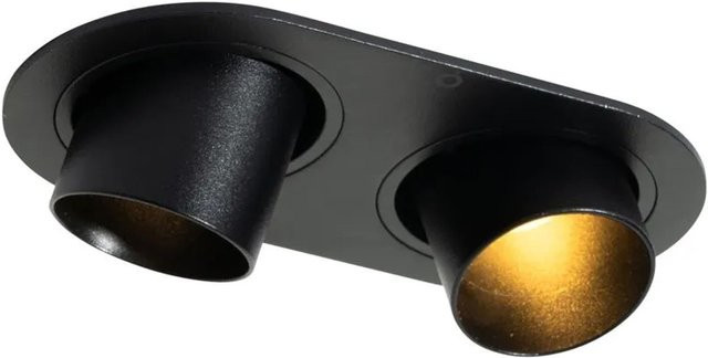 QAZQA Runde Einbauleuchte Schwarz, 2-flammig, schwenkbar, GU10, für Wohnzimmer, Küche und Flur - Bild 1
