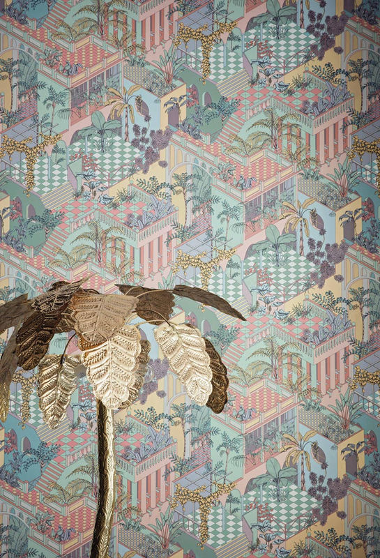 Cole & Son Tapete Miami Icons Pastel in Türkis und Multicolour mit geometrischem Design und botanischen Elementen - Bild 2