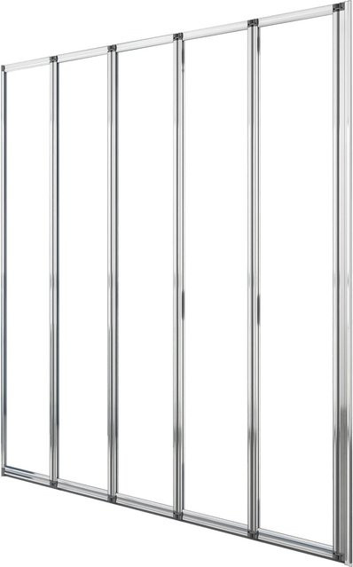 AICA Duschtrennwand Faltwand aus Glas als Badewannenaufsatz, Farbe: transparent/silver, B: 120 cm, H: 140 cm - Bild 1