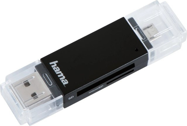 Hama USB 2.0 OTG Kartenleser Basic für SD und MicroSD in Schwarz - Bild 1