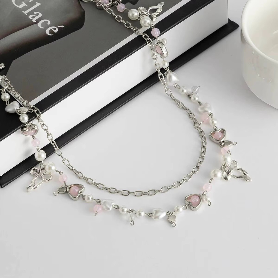 Salircon Schlüsselbund Kette, Perle, Silber, Damen - Bild 4
