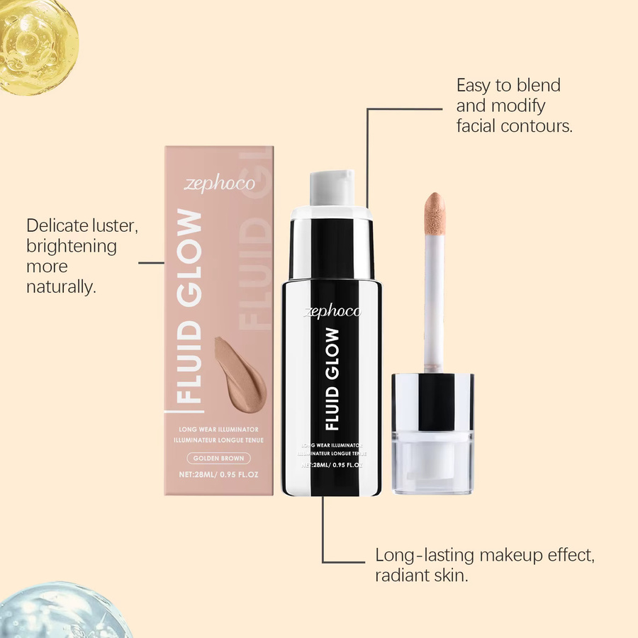zephoco Glow Drops Highlighter, Golden Brown, 30 ml, Unisex - Bild 3