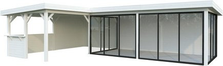 PALMAKO Pavillon Lenna aus Fichtenholz mit Pultdach, Farbe Weiss, B/T/H: 916 x 628 x 245 cm - Bild 1