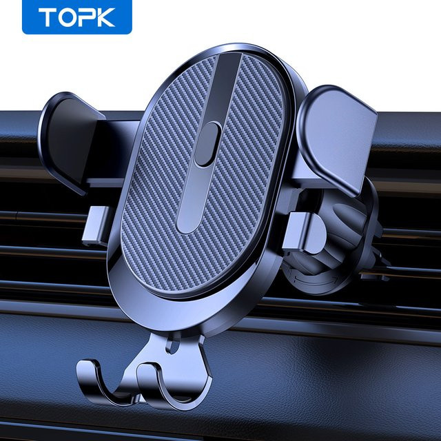 TOPK Autotelefonhalterung für Lüftungsschlitze mit Haken-Clip in Schwarz für iPhone 16 15 14 13 Pro Max und Samsung S25 Ultra - Bild 1