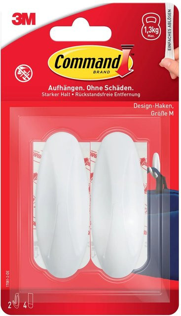 3M Command Designer-Haken-Set in Weiß, 6 Stück, mittelgroß - Bild 1