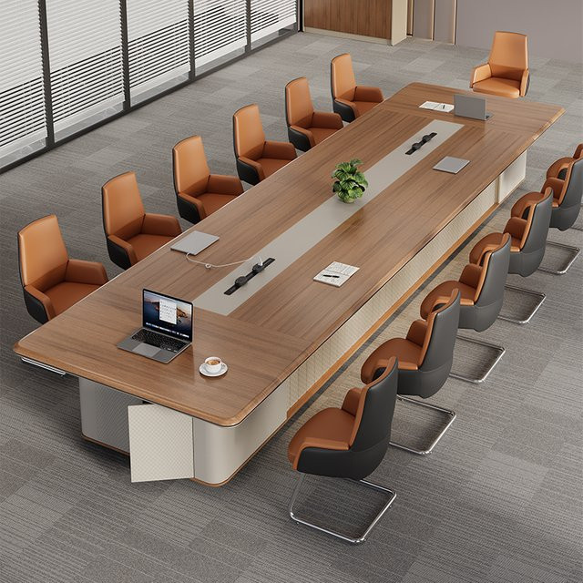 Moderner Konferenztisch OMGD in Braun mit matter Holzoptik, B/T/H: 160 x 80 x 75 cm - Bild 1