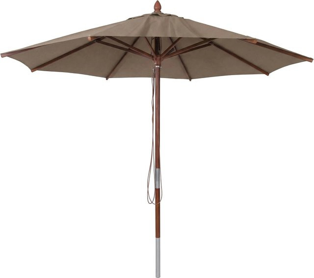MCW Gastronomie Holz-Sonnenschirm C57b mit Seilzug in Taupe, Durchmesser: 300 cm - Bild 2