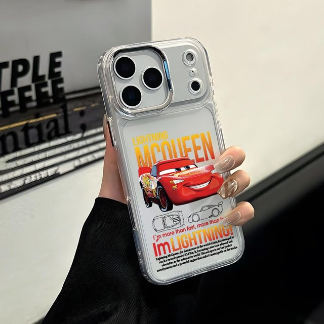 Handyhülle im Disney Cars Design mit Sally für Apple iPhone 16 15 14 13 12 11 Pro Max und weitere Modelle, transparente Luxus Hülle - Bild 1