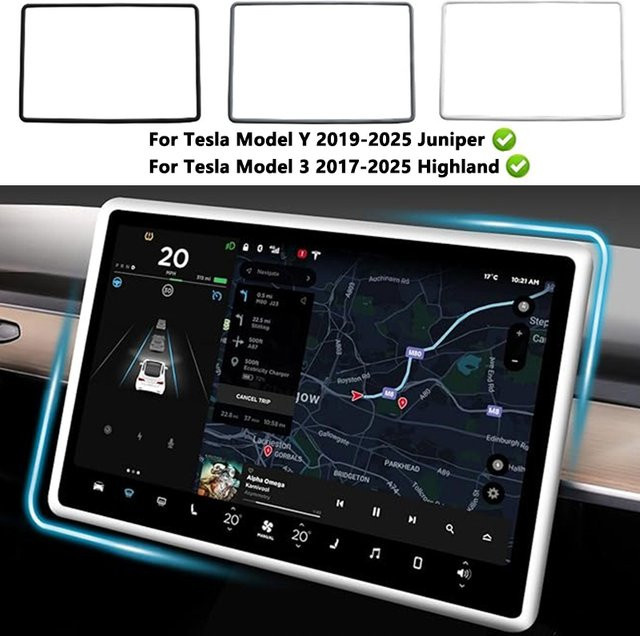 ZUIMI Silikon Schutzrahmen für Tesla Model Y und Model 3, Kantenabdeckung für den 15,4 Zoll Zentralsteuerung Navigationsbildschirm - Bild 1