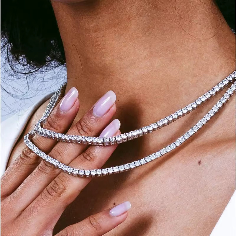 ZHOUYANG Tennis Choker Halskette, Goldfarbe, Zirkonia, Kristall, Damen - Bild 1