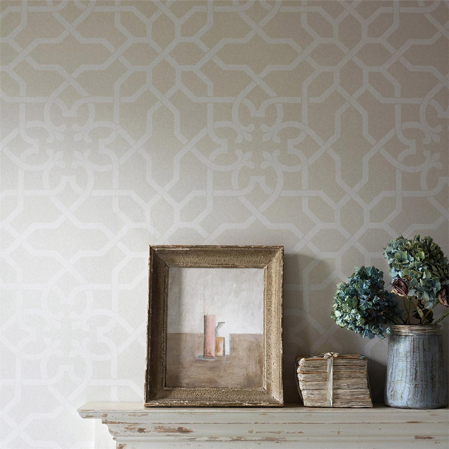 Sanderson Tapete Mawton in Chalk/Ivory mit geometrischem Abstract-Design und klassischem Muster als Non-Woven Rolle in Weiß und Beige - Bild 1