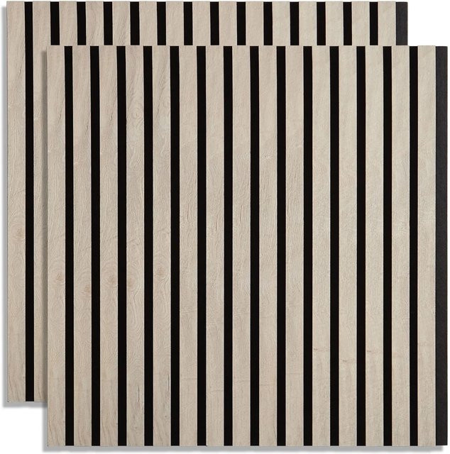 Homestyle4u Akustikpaneele Holz 2er Set Grau mit Lamellen aus MDF und Filz, B/H: 60 x 60 cm - Bild 1