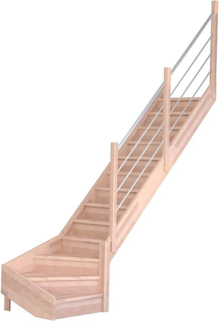 StarWood Treppe Mykonos Pro Buche mit Holz-Edelstahl-Geländer, Farbe Braun/Mehrfarbig, Breite: 80 cm - Bild 1