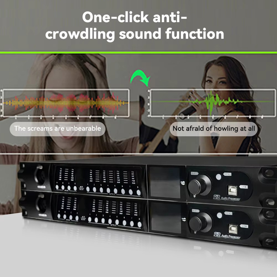 Paulkitson Driverack SD448 Digitaler Audioprozessor 4in 8out in Schwarz mit integrierter USB-Soundkarte für FIR/EQ und Streaming - Bild 3