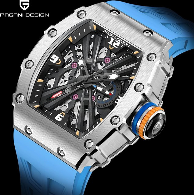 Pagani Design Armbanduhr, Quarz, Edelstahl, Saphirglas, Rechteckig, Herren - Bild 1